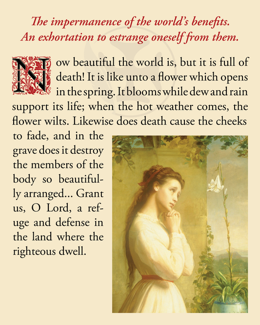 The impermanence of the world’s benefits. An exhortation to estrange oneself from them.
