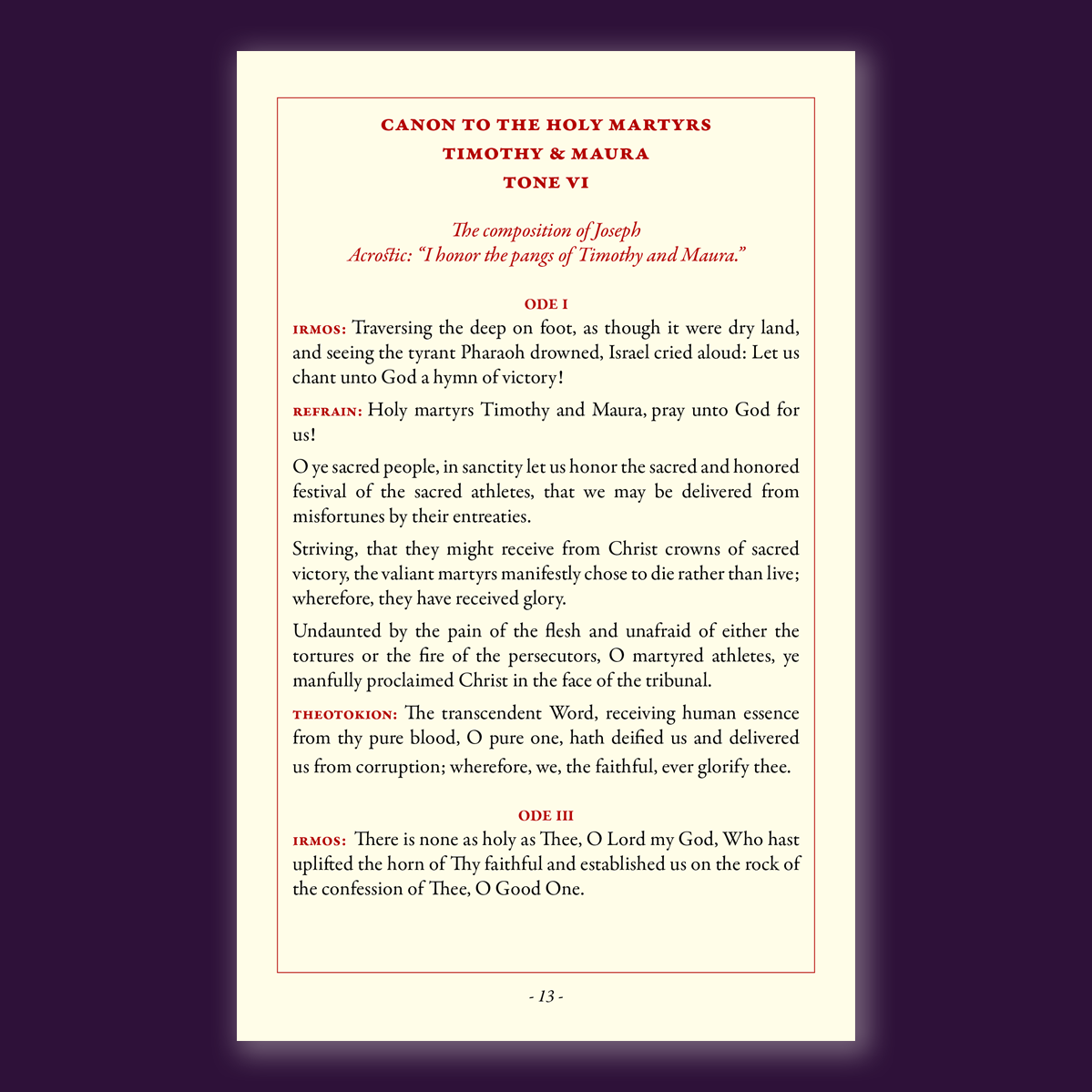 The Holy Martyrs Timothy & Maura: Life & Canon