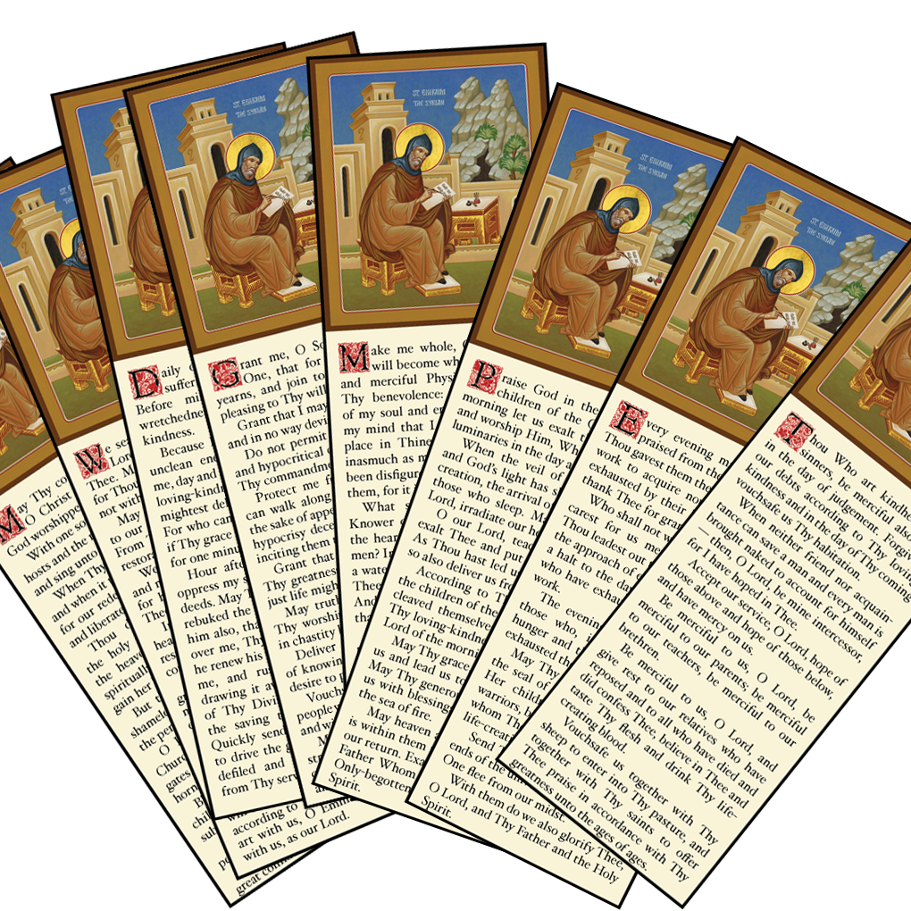 St. Ephraim the Syrian Bookmarks (Pack of 8 Distinct Prayers)