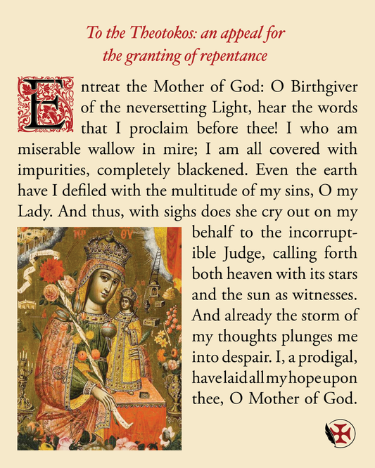To the Theotokos: an appeal for the granting of repentance