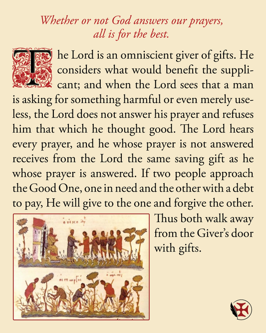 Whether or not God answers our prayers, all is for the best.