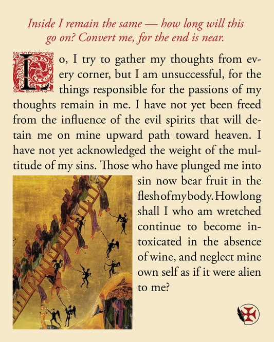 Inside I remain the same — how long will this go on? Convert me, for the end is near.