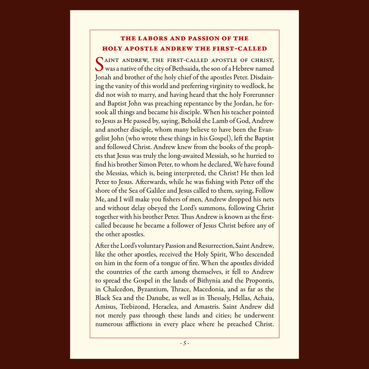 The Holy Apostle Andrew the First-Called: Life, Canon, & Akathist Hymn