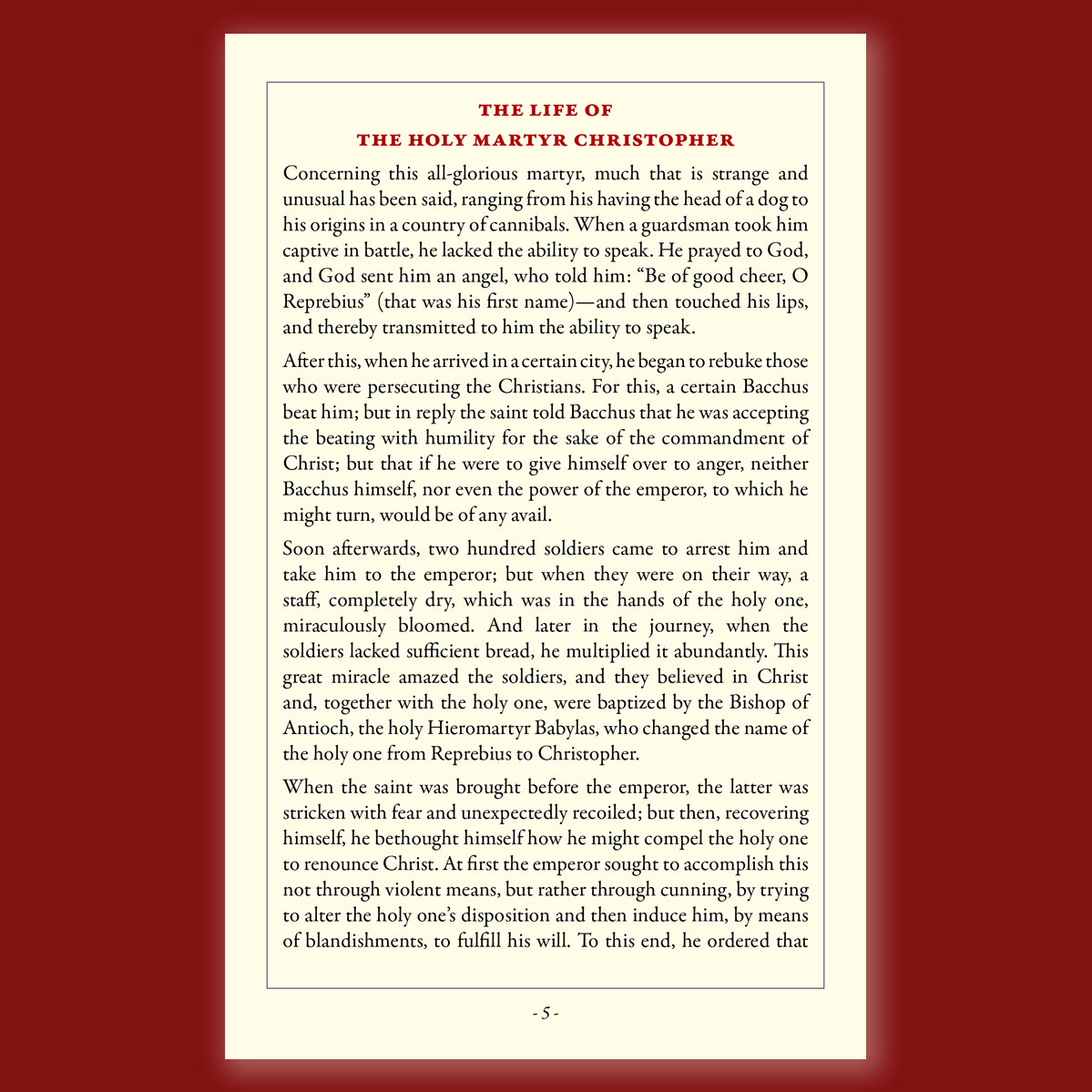 The Holy Martyr Christopher: Life & Canon