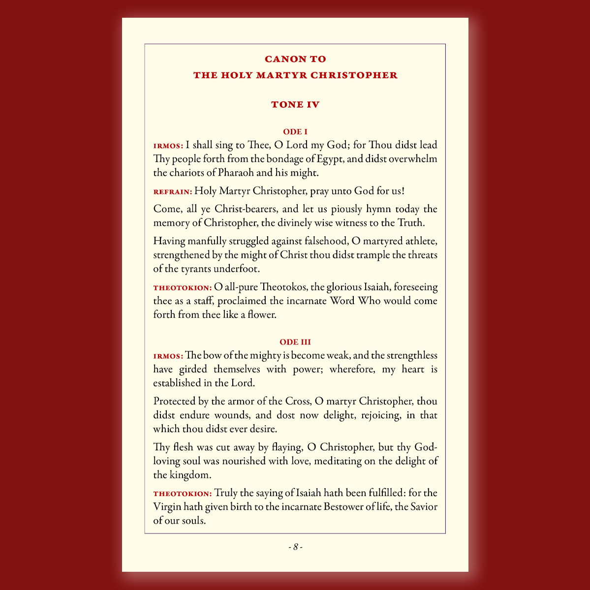 The Holy Martyr Christopher: Life & Canon