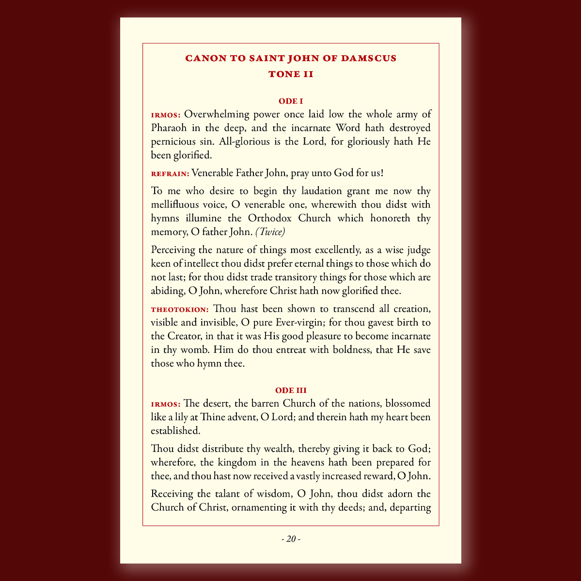Our Venerable Father John of Damascus: Life, Canon, and Akathist Hymn