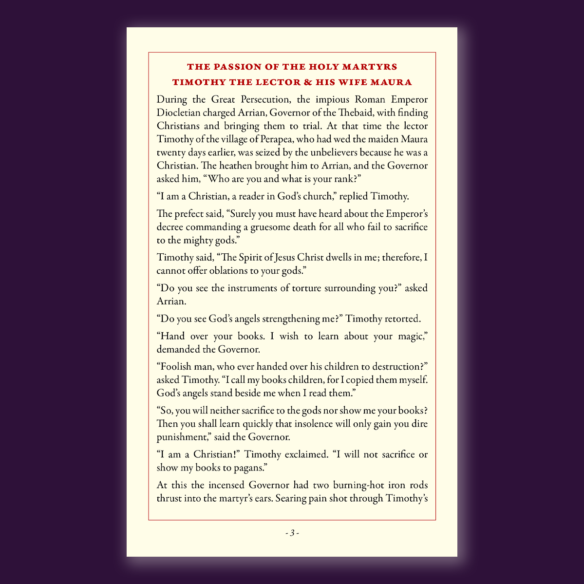 The Holy Martyrs Timothy & Maura: Life & Canon